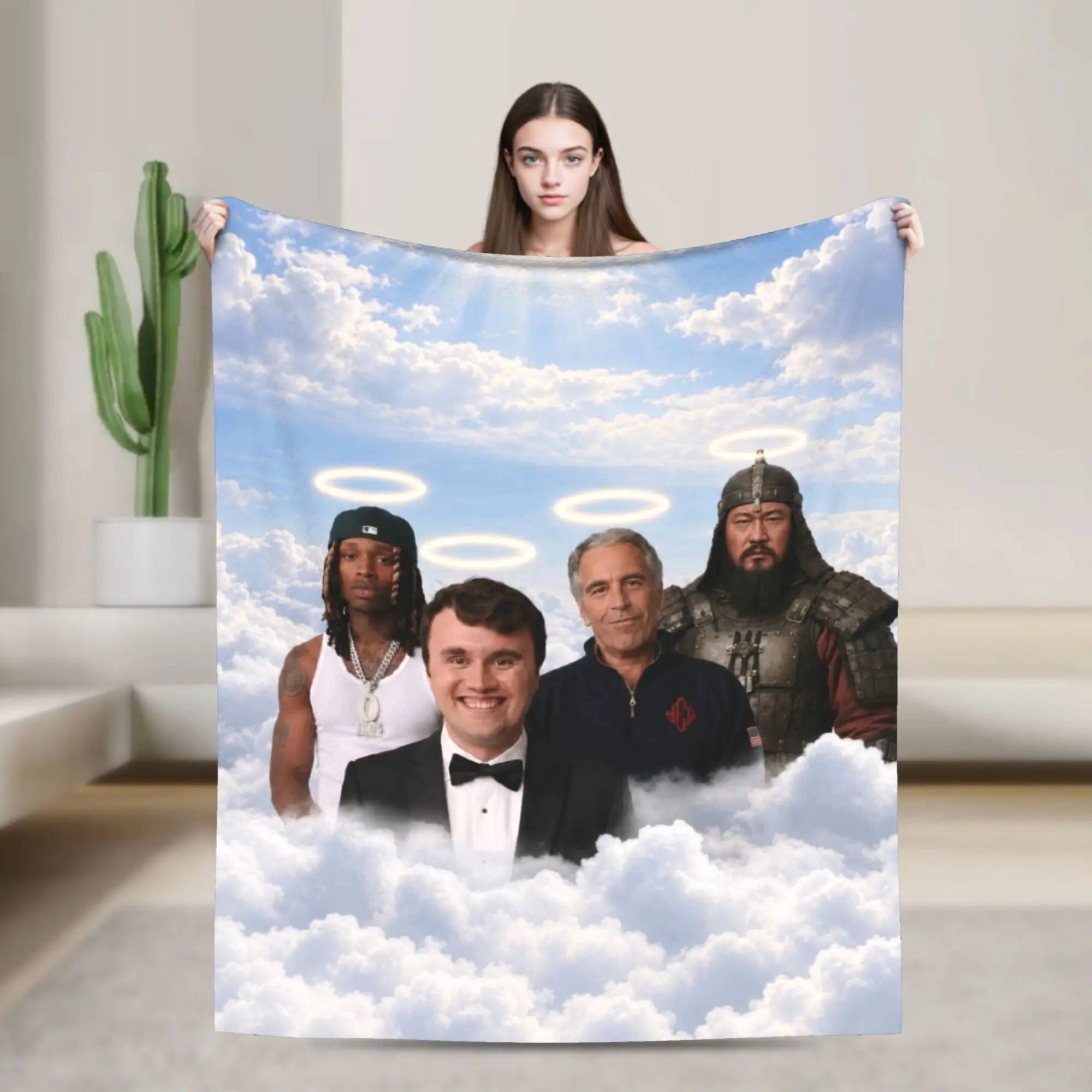 Charlie Kirk Heaven Angels Meme Blankets Super Soft  Throw Blanket Winter Adults Chair Sofa Bed Travel Bedspread