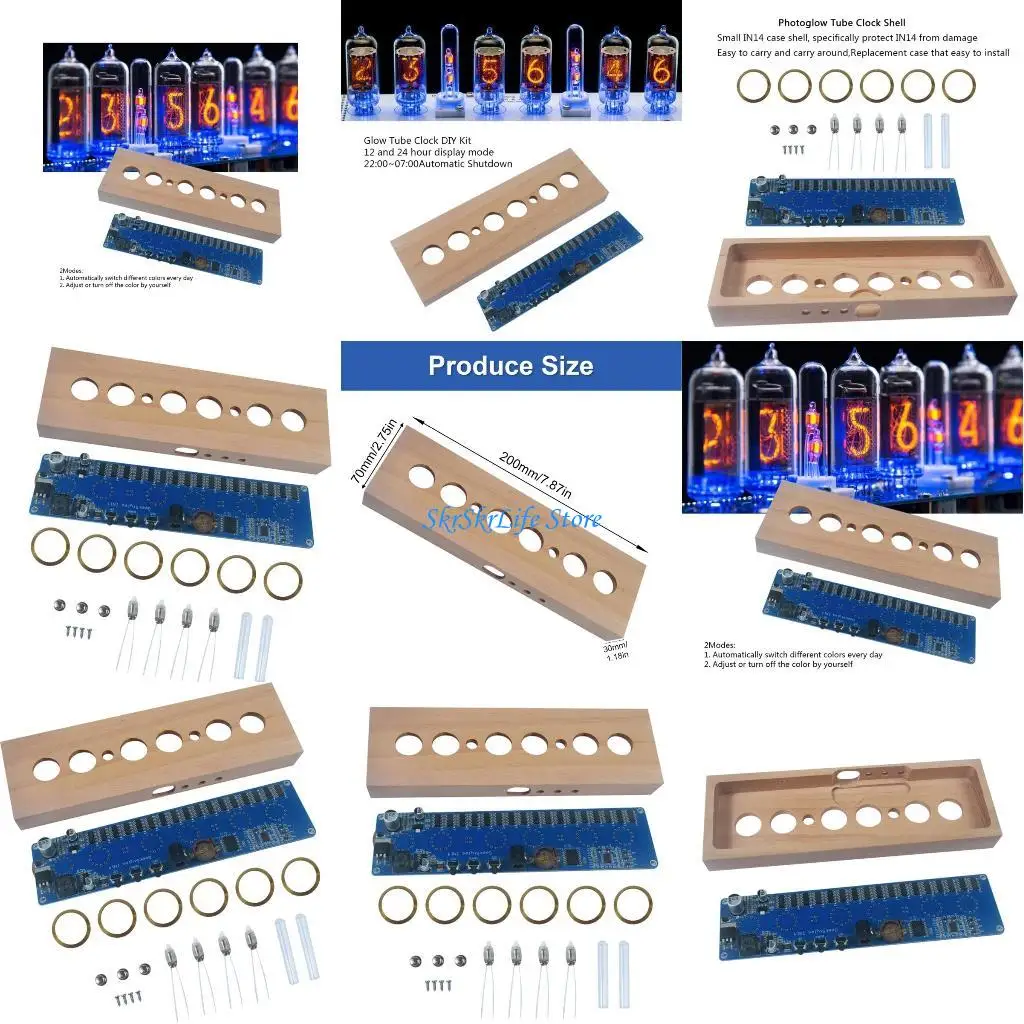 

E65E «Все в одном» часы со светящейся трубкой, комплект электроники «сделай сам» с печатной платой в виде медных колец в виде