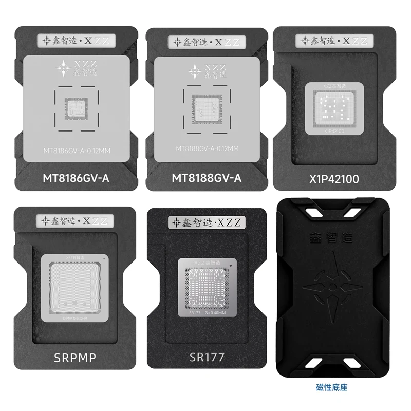 استنسل XZZ BGA reballing لـ MT8186GV-A/MT8188GV-A/X1P42100/SRPMP/SR177 منصة زراعة القصدير لقالب BGA للتدفئة المباشرة