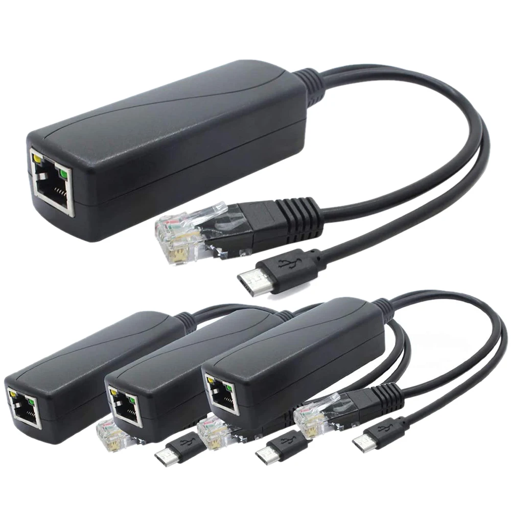 

4-Pack 5V PoE Splitter, 48V to 5V 2.4A Adapter with Micro-USB Plug, for IP Camera,Tablets,for and More