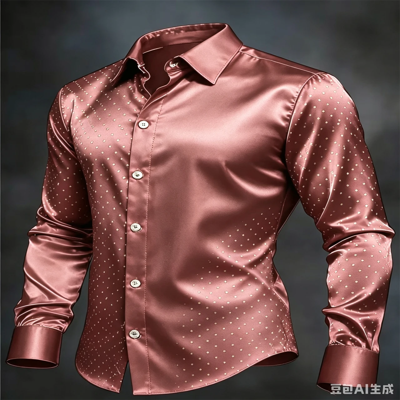 Men's Satin Rhinestone Long Sleeve Dress Shirt Slim Fit Luxury Button Up Shirt For Wedding Party Prom Banquet Stage Costume