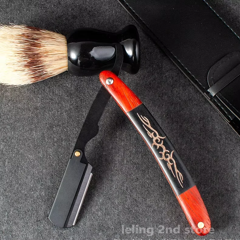 Profesjonalna krawędź prosta składana drewniana rączka fryzjer męski prosty krój maszynka do golenia gardła prezent