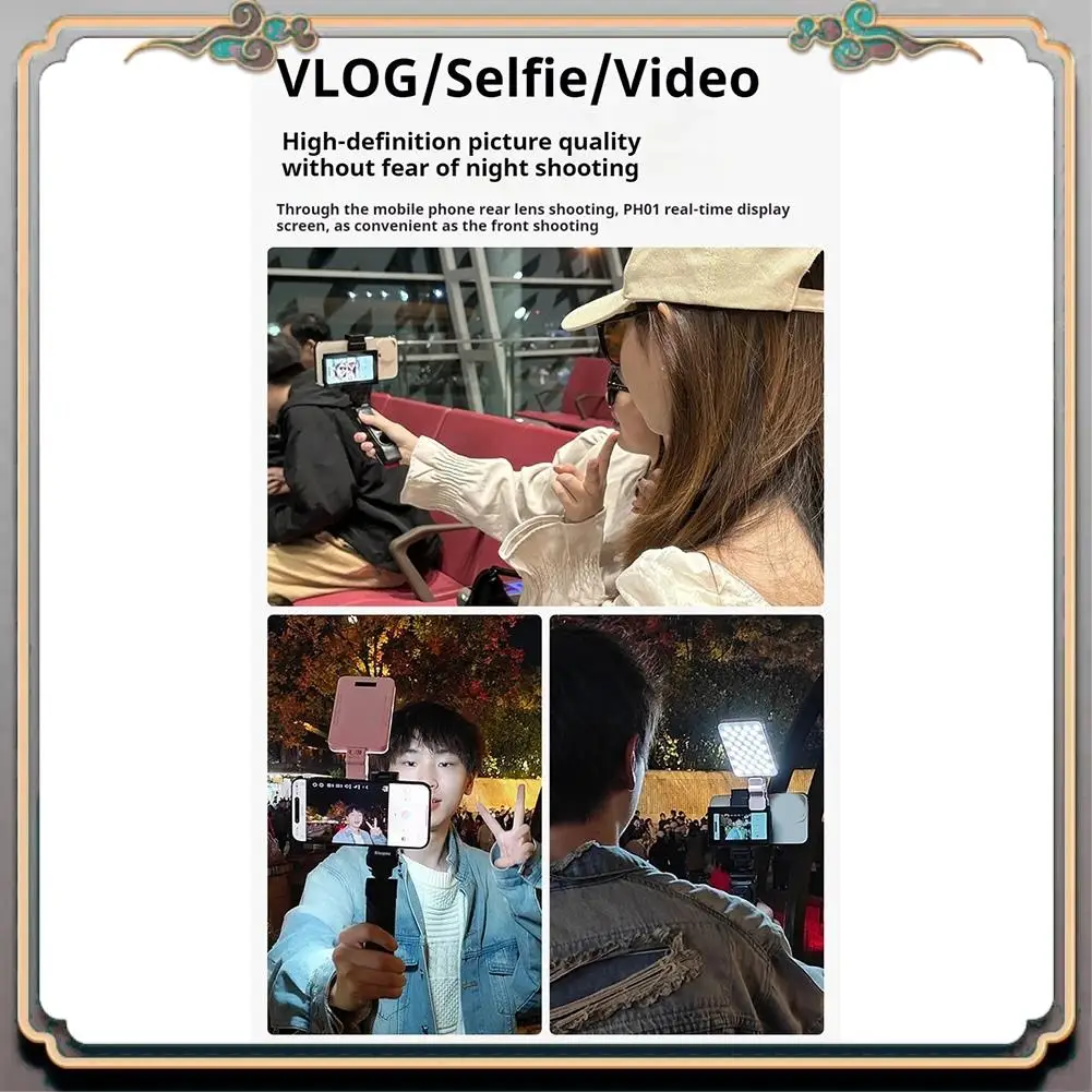 Durable Smartphone Vlog Selfie Monitor pantalla magnética usando teléfono cámara trasera para Selfie Vlog transmisión en vivo para Android Iphone
