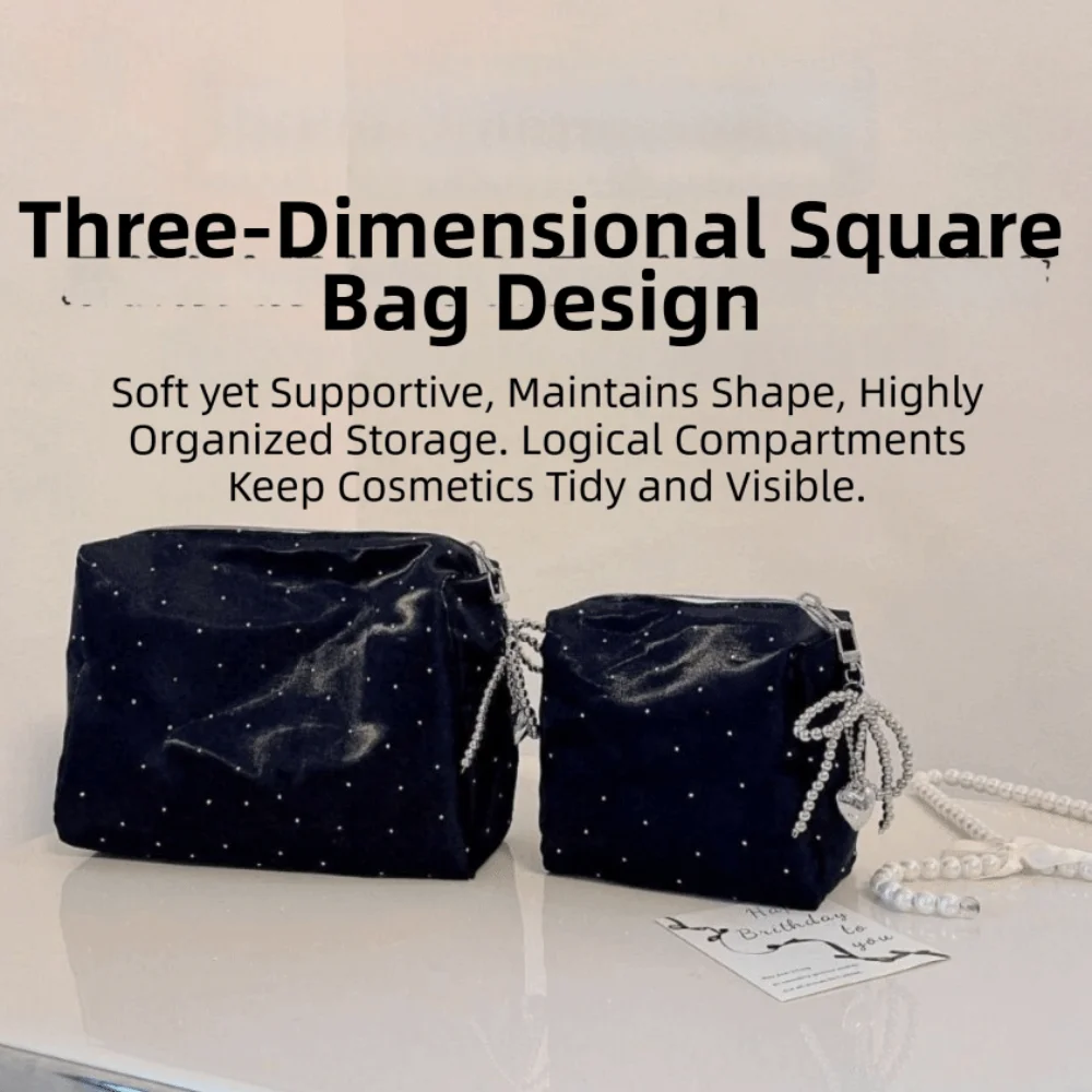 Elegant Luxury Sequin Cosmetic Bag Zipper Handheld Makeup Storage Bag Portable Large Capacity Cosmetic Organizer Women and Girls
