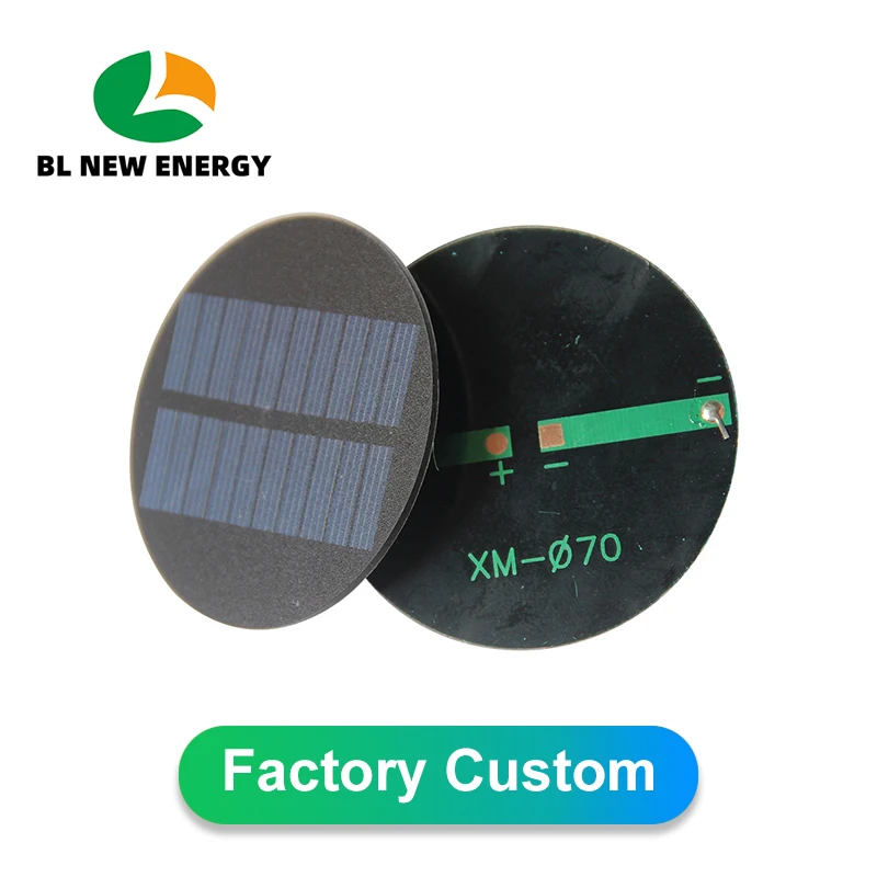 0.35W 5V Round Diameter 70mm Solar Panel Circular Small Solar Cells for 3.7V-5V Battery Light Toy  Charging