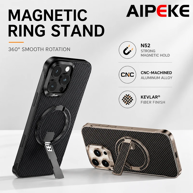 AIPEKE Kevlar Magnetic Folding Phone Grip Ring N52 Strong Magnetism Phone Stand For Iphone Samsung HUAWEI Xiaomi Finger Stand