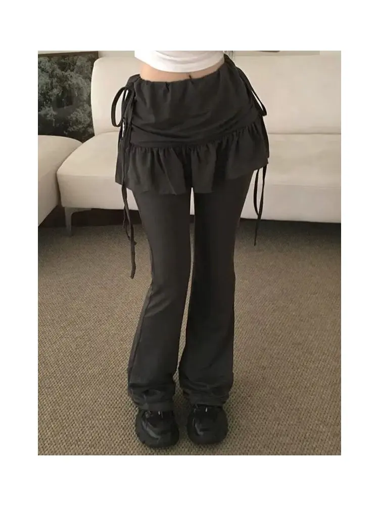 Ballet Style Pleated  Knot Skirt Pants Belted Casual Pants Slimming Wide Leg Pants Versatile Korean Style Summer 2026