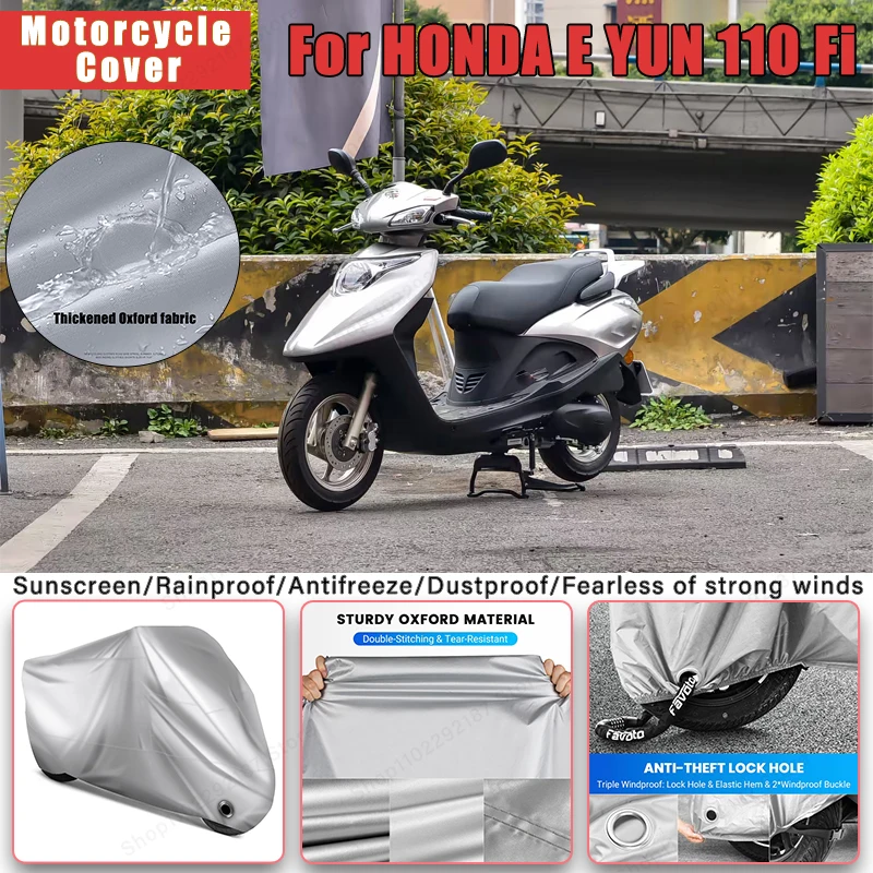 

For HONDA E YUN 110 Fi No Ear Motorcycle Cover -Outdoor Full Body Protection Waterproof Dustproof Sunscreen Accessory