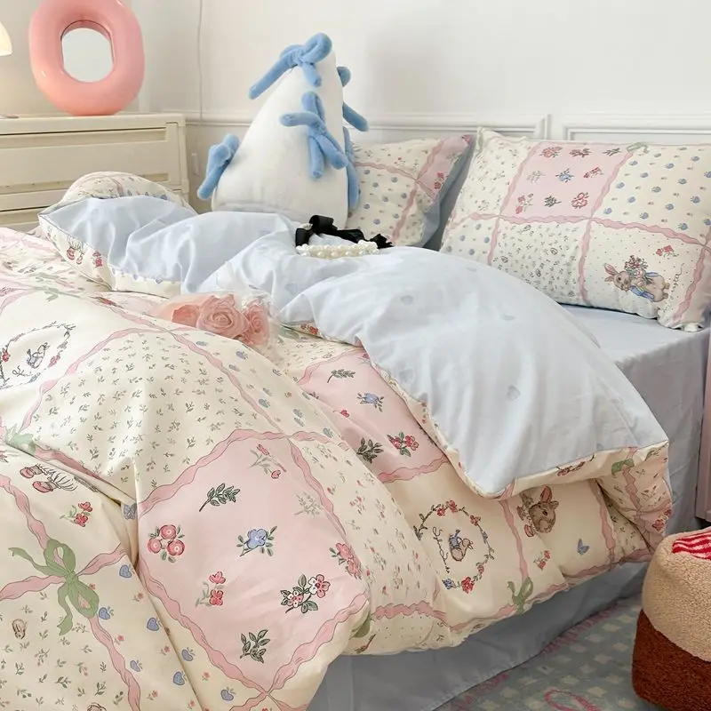 Cute Goose Duvet Cover Set para meninos e meninas, folha plana macia, fronhas, rainha, tamanho completo, gêmeo, casa, Docor, conjunto de cama, sem enchimento