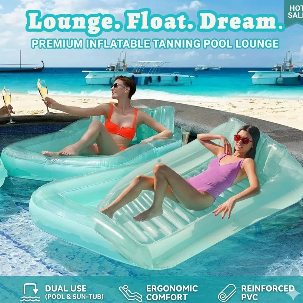 

Надувной поплавок для бассейна для загара — большое плавающее кресло для отдыха на воздушном матрасе для отдыха на открытом воздухе, сада и бассейна, летние развлечения