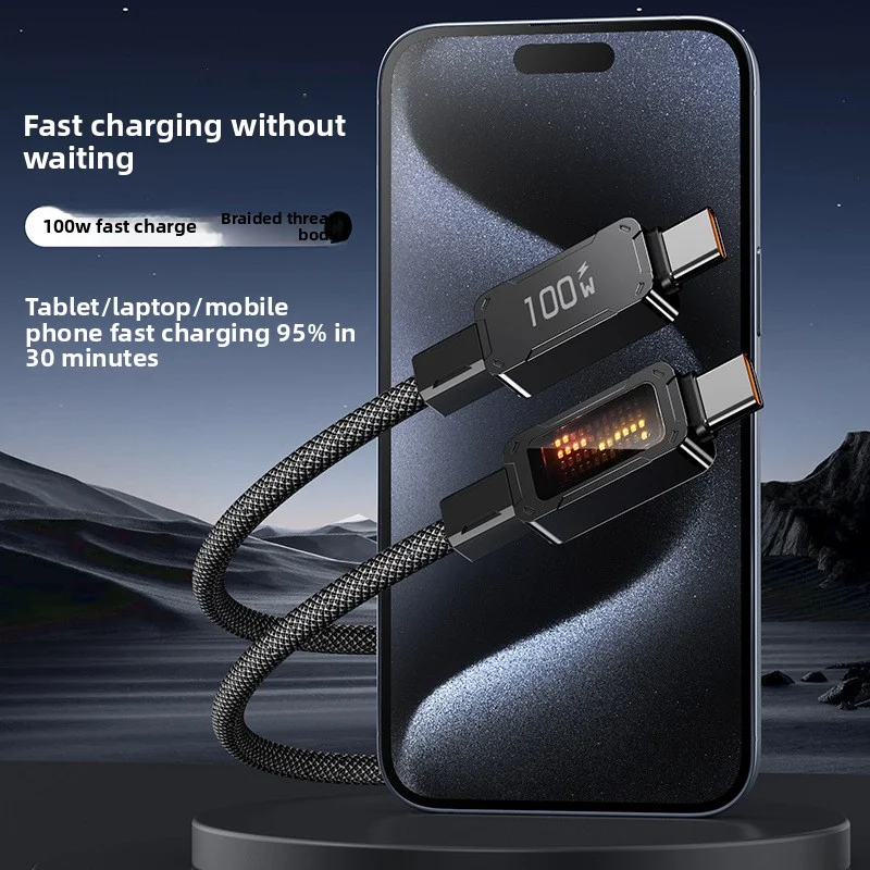 ANSEIP Neues 100-W-LED-Digitalanzeige-Schnellladekabel vom Typ C auf C für Samsung Xiaomi Redmi Huawei Schnelllade-Datenkabel USB C