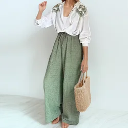 Fashion New In Matching Pant Sets  Women 2024 Long Sleeve Shirts And Wide Legs Pant Two Piece Set Elegant