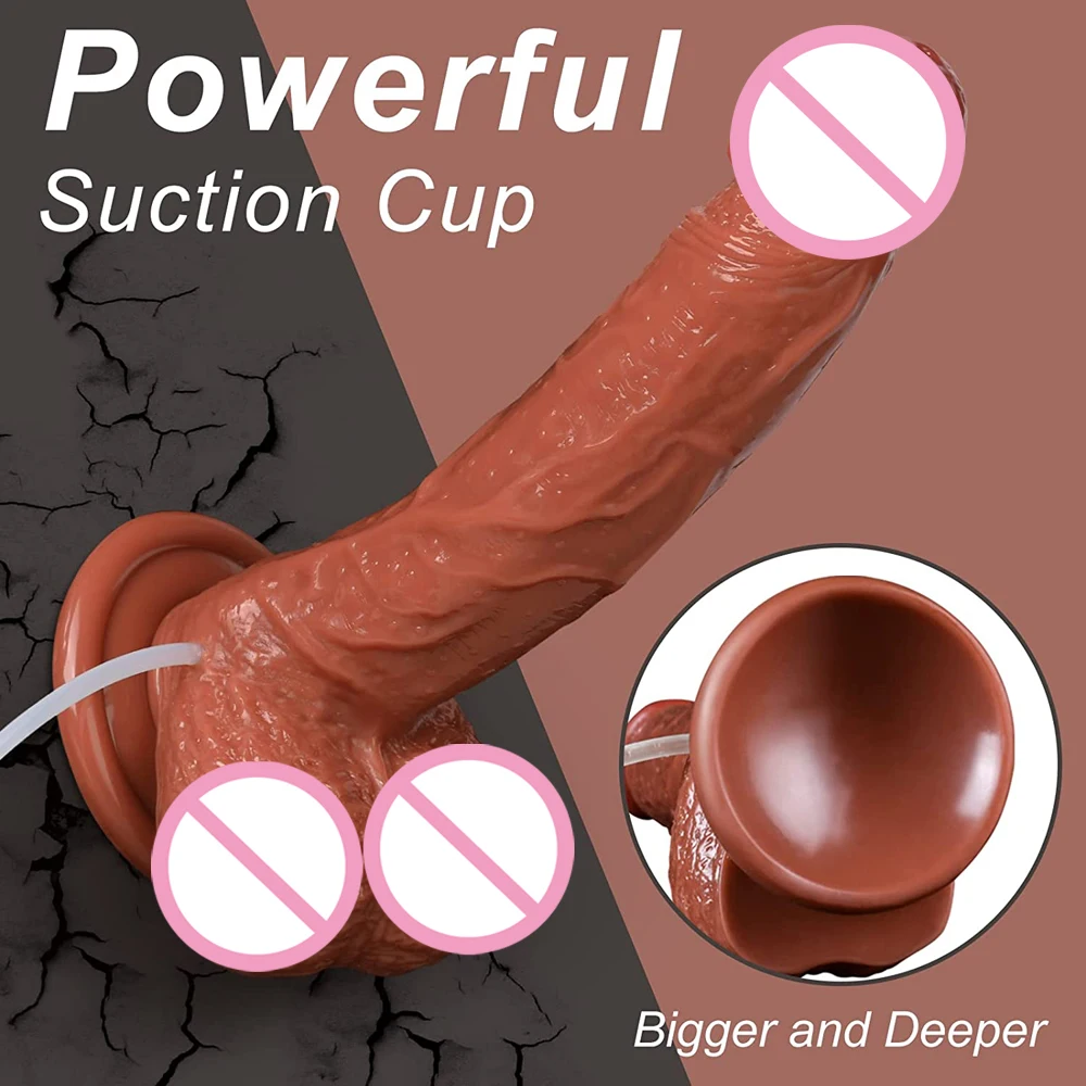 Realistic Squirting Dildo Ejaculating Penis for Beginners,Soft Dildo with Curved Shaft and Balls for Women G-Spot Anal Prostate