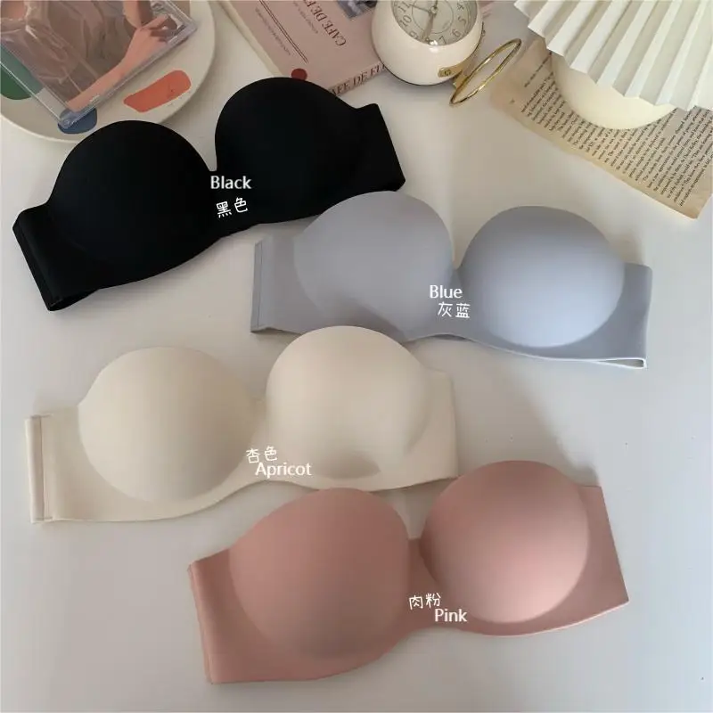 

Sexy Soft Traceless Non slip Strapless Bra For Women Spring New Solid Comfortable Invisible Beauty Back Off Shoulder Underwear