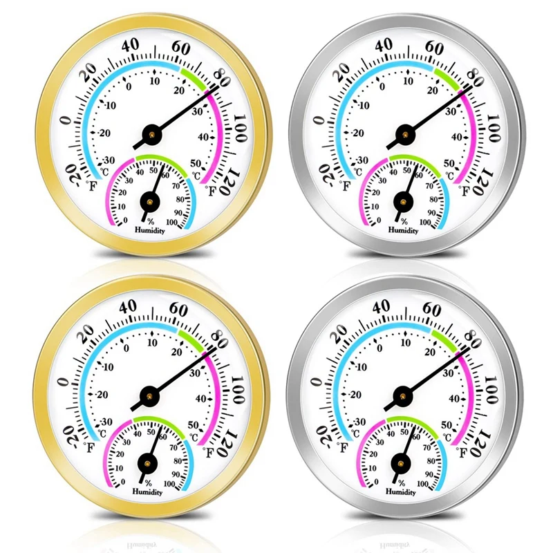 

4Pcs Mini Thermometer Hygrometer, 2 In 1 Indoor Outdoor Temperature Humidity Monitor Gauge For Home Office Garden