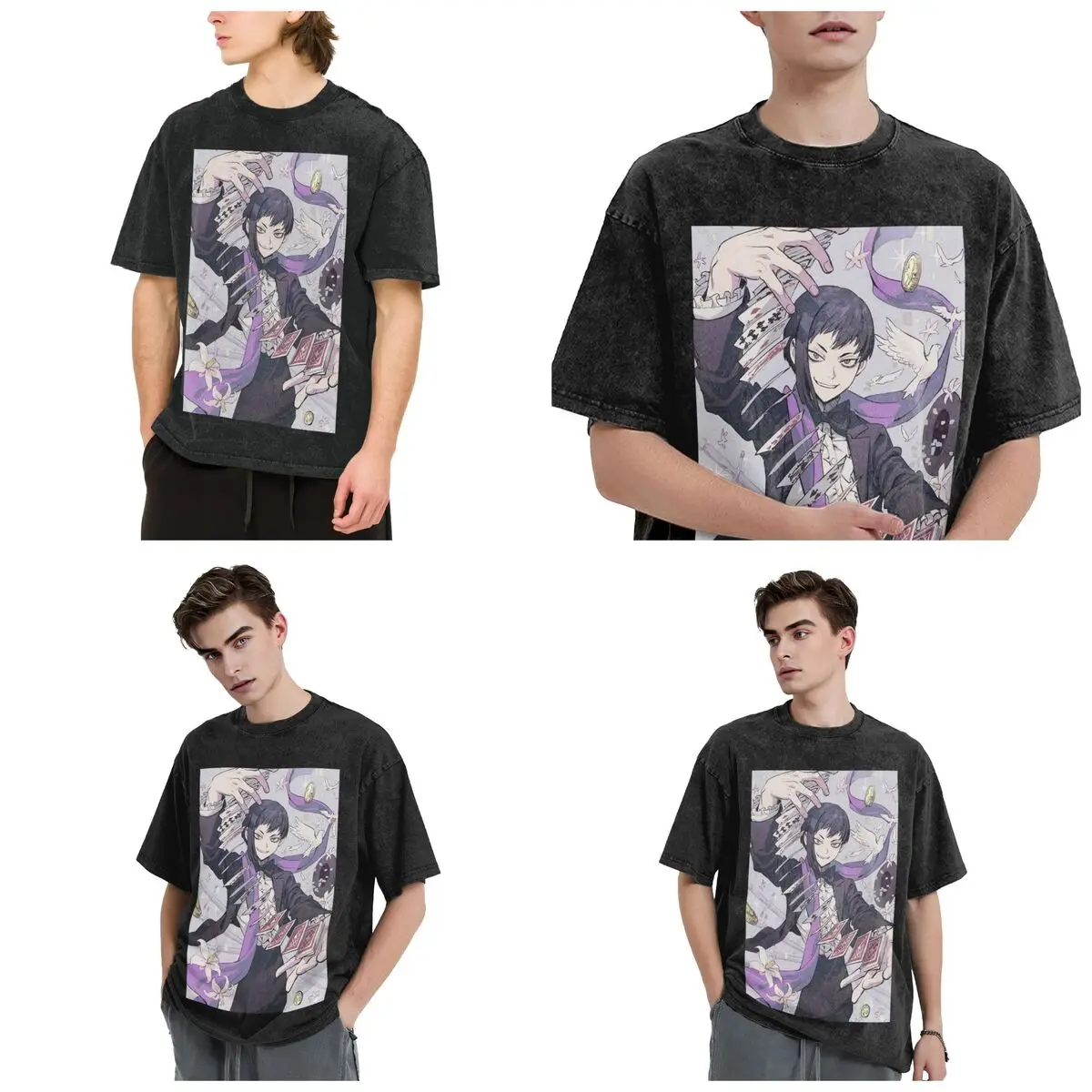 Streetwear T-Shirts Gen Asagiri Dr Stone Apan Anime   Washed T Shirt Short Sleeve Hip Hop T-Shirt Tops Tees for Men Women