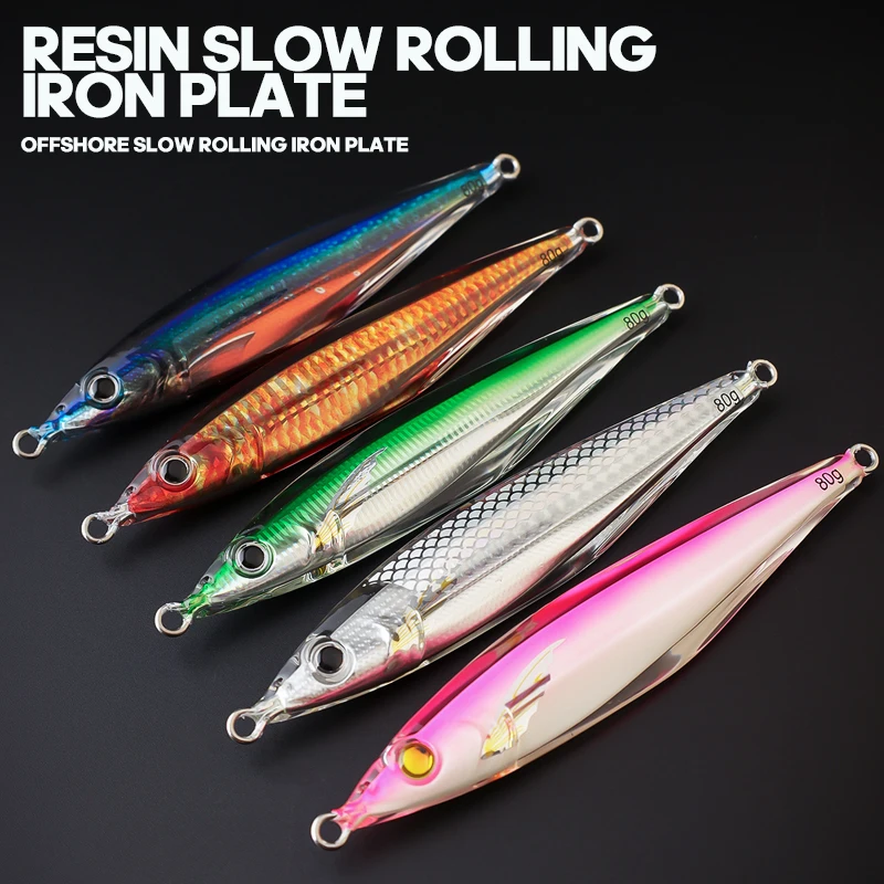 TAIYU 80g/130g Fast Sinking Metal Jig Lure Resin Wrapping Saltwater Shore Casting Sea Fishing Metal Jig Durable Bionic Hard Bait