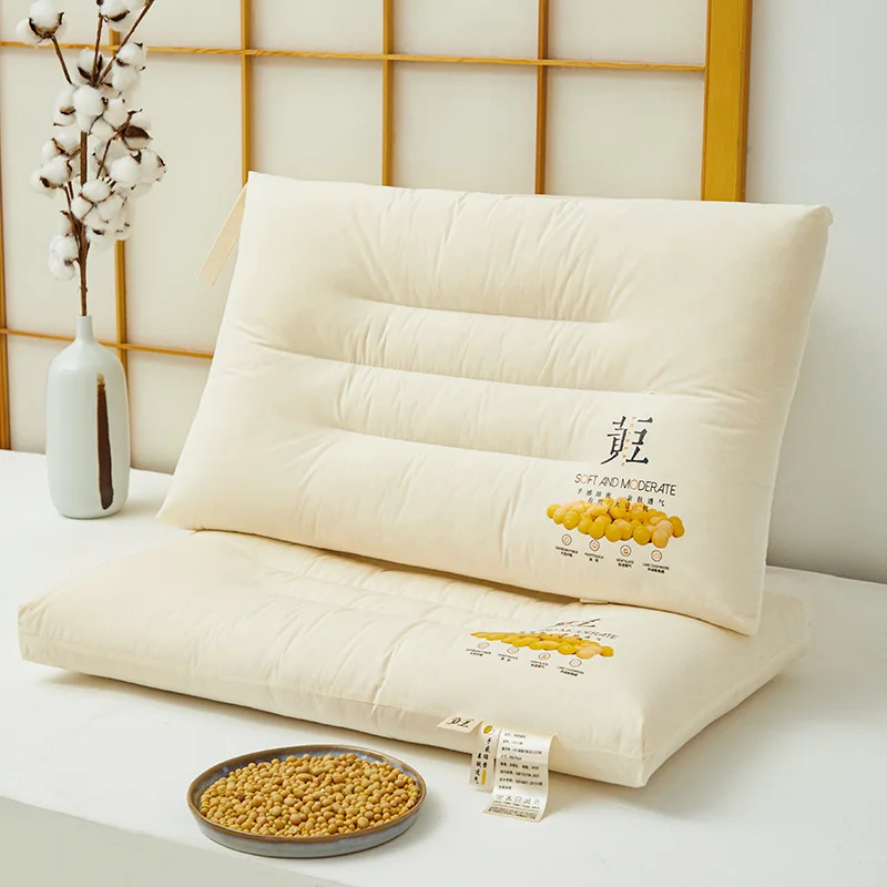 Class A Cotton Soybean Fiber Core Household Neck Pillow Cotton Soybean Pillow Help Sleep Super Soft Low Loft Pillow No Collapse
