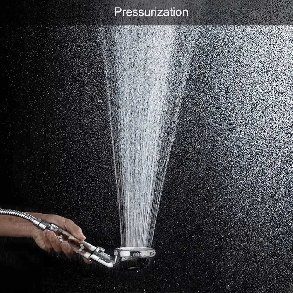 3 Modes Shower Head High Pressure Water Saving with On/Off Switch Stop Button Ionic Mineral Anion Handheld Bathroom Showerheads