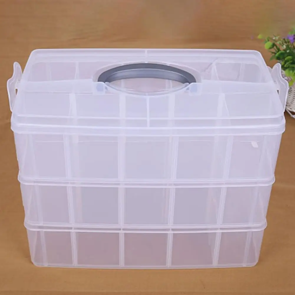 Sundries Organizer  3 Layers   Storage Box Clear Plastic Storage Box with 30 Adjustable Compartments