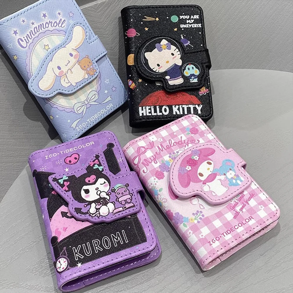 

Sanrio Hello Kitty Card Bag Cinnamoroll Kuromi Melody Coin Wallet Bank Cards Document Storage Kawaii Pu Multifunctional Purse