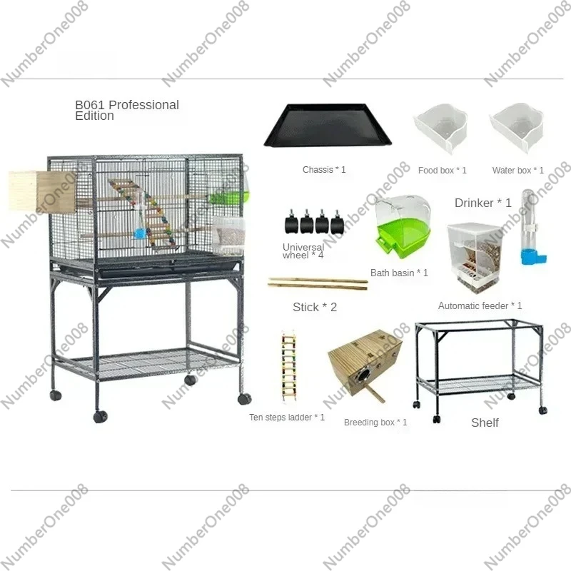 Simple Luxury Bird Cage for Balcony, Metal Multi-Layer Partition Bird House Modern Large Space Movable Commercial Nest for Birds