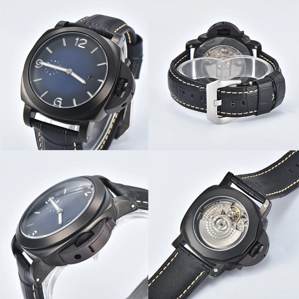 Mens Watch ST2555 Automatic Watch Stainless Steel Case Watches for Men High Strength Glass Leather Strap Mechanical Watches