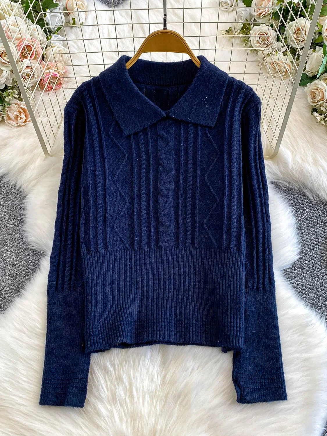 

Korean College Sle Sweet Chic Twisted Ne Long Sve Thiened Knitted Sweater Women's Winter Design Sense Knitwear