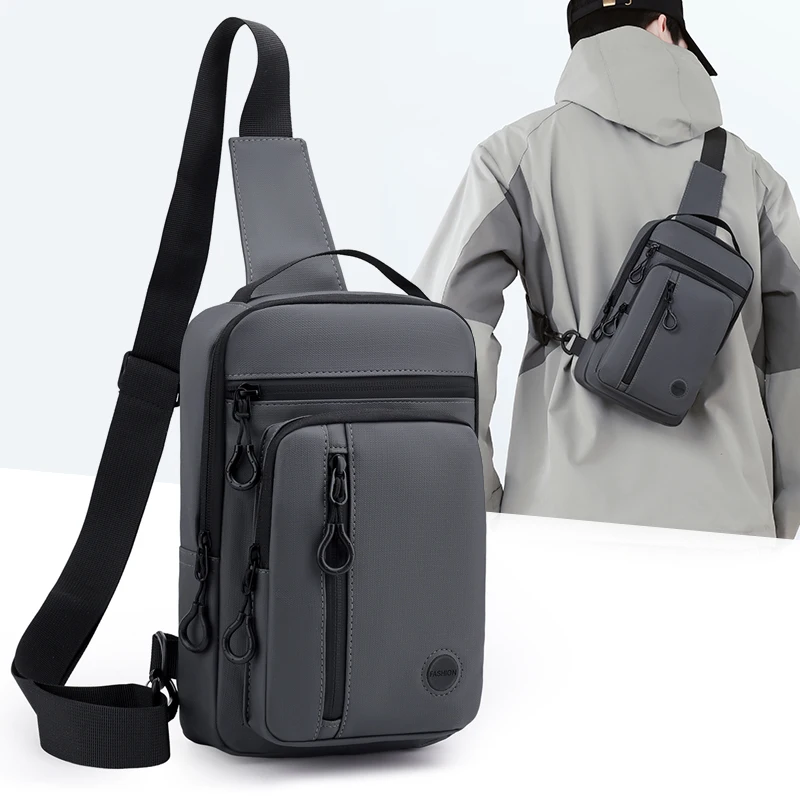 

Мужская нагрудная сумка с несколькими отделениями и карманом для мобильного телефона, регулируемая наплечная сумка-слинг, легкая, для поездок на работу, путешествий и занятий спортом