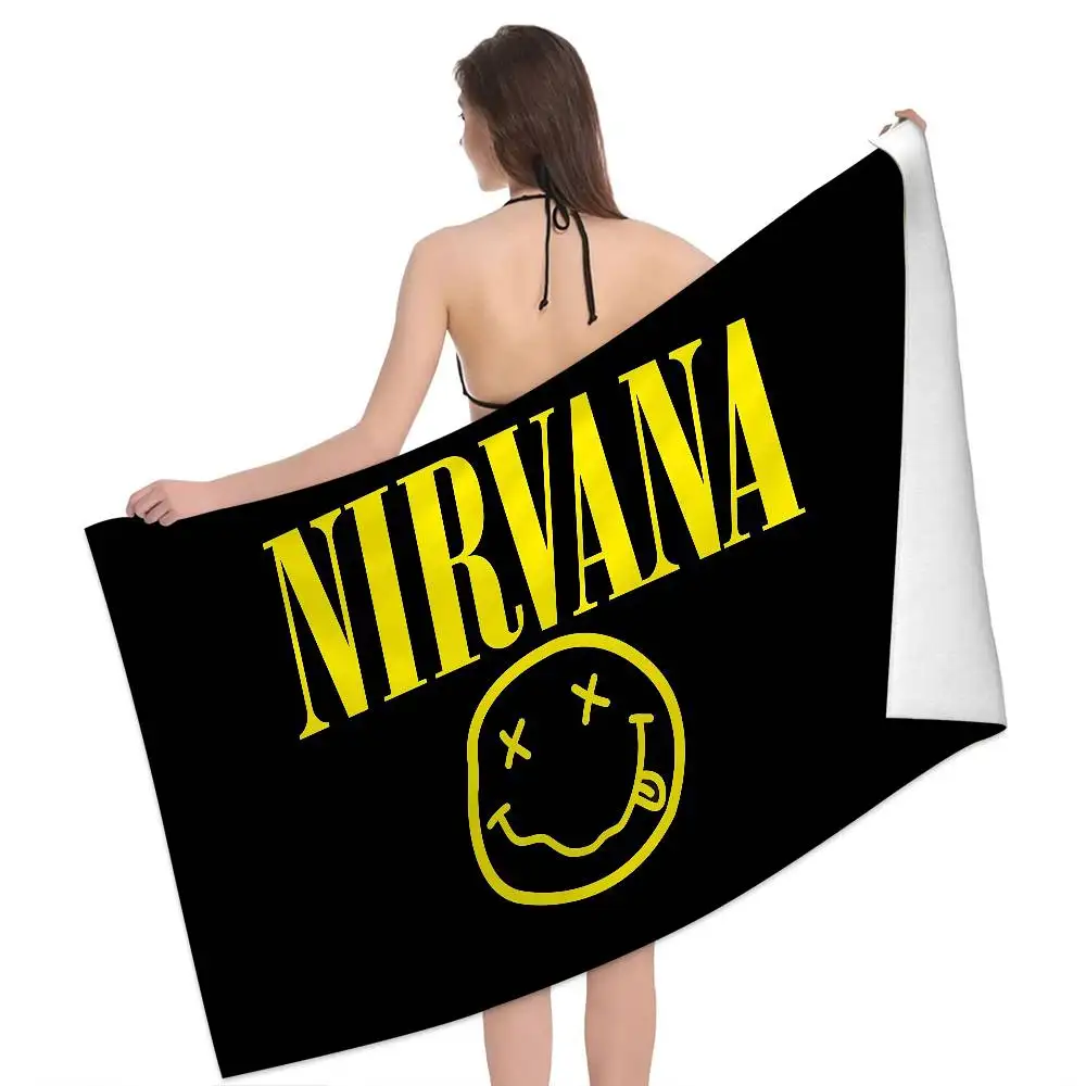 Hot Band N-Nirvanas Bath Towel Microfiber Soft Water Absorbing Breathable For Girl Kids Decorative Cartoon Beach Towel