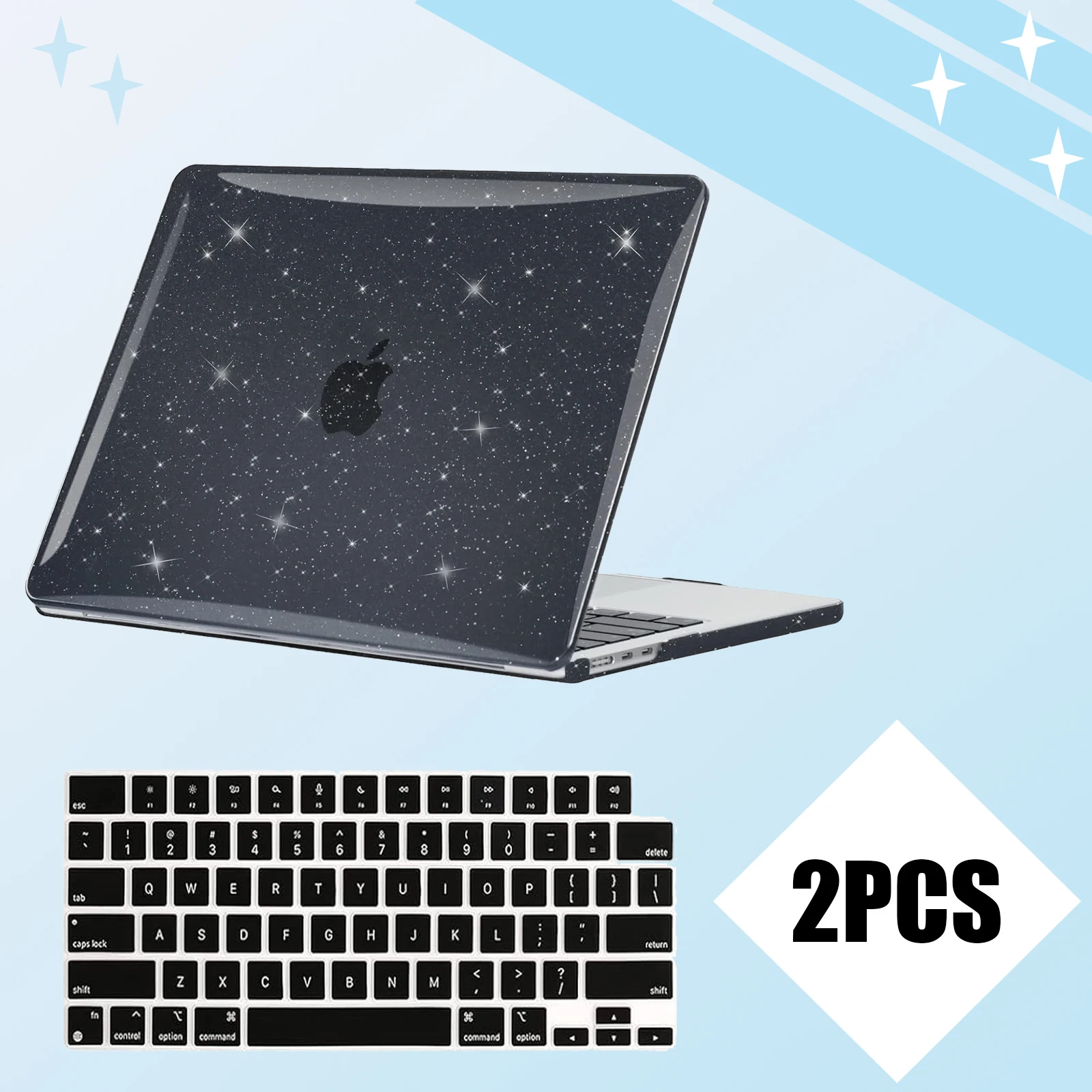 Glitter Case For M4 MacBook Air 13.6 inch Release A3240 A3113 A2681, Plastic Hard Shell Case For MacBook Air 13.6