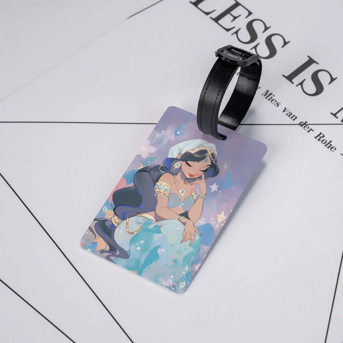 Custom Princess Jasmine Luggage Tag Privacy Protection Cartoon Aladdin Baggage Tags Travel Bag Labels Suitcase