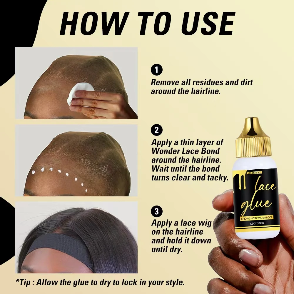 

Набор клея для париков 38 мл, дорожный размер, клей для кружевных париков, водостойкий, прочный клей для париков и аксессуаров для волос, для всех типов волос