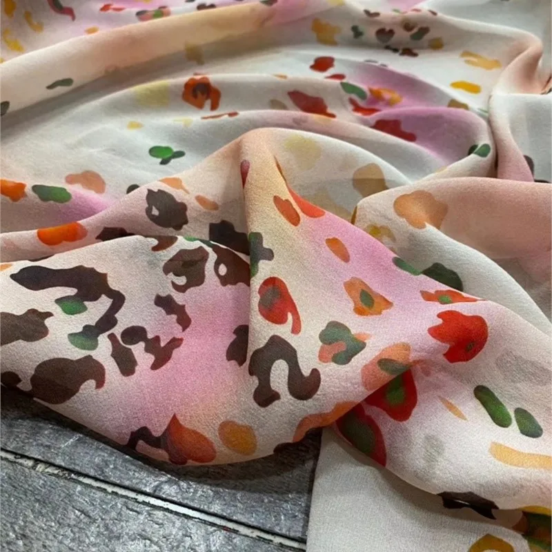 Novo tecido georgette de seda estampado em cores doces su mommeer vestido camisa