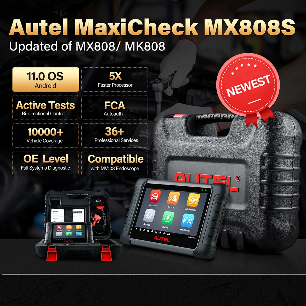 Autel MaxiCheck MX808S OBD2-Scanner, bidirektionale Auto-Diagnosetools, OE-Diagnose aller Systeme, 28+ Dienstleistungen, wie MK808S – Detail 4