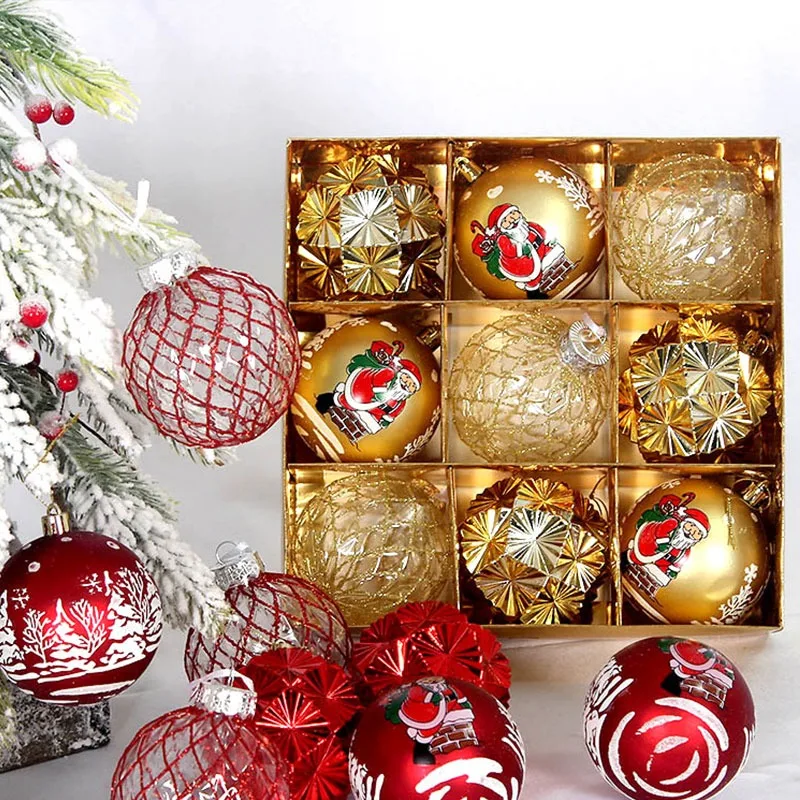 44PCS Mixed Christmas Ball Ornament White Gold Xmas Tree Hanging Bauble Pendants Christmas Decorations For Home Navidad Noel