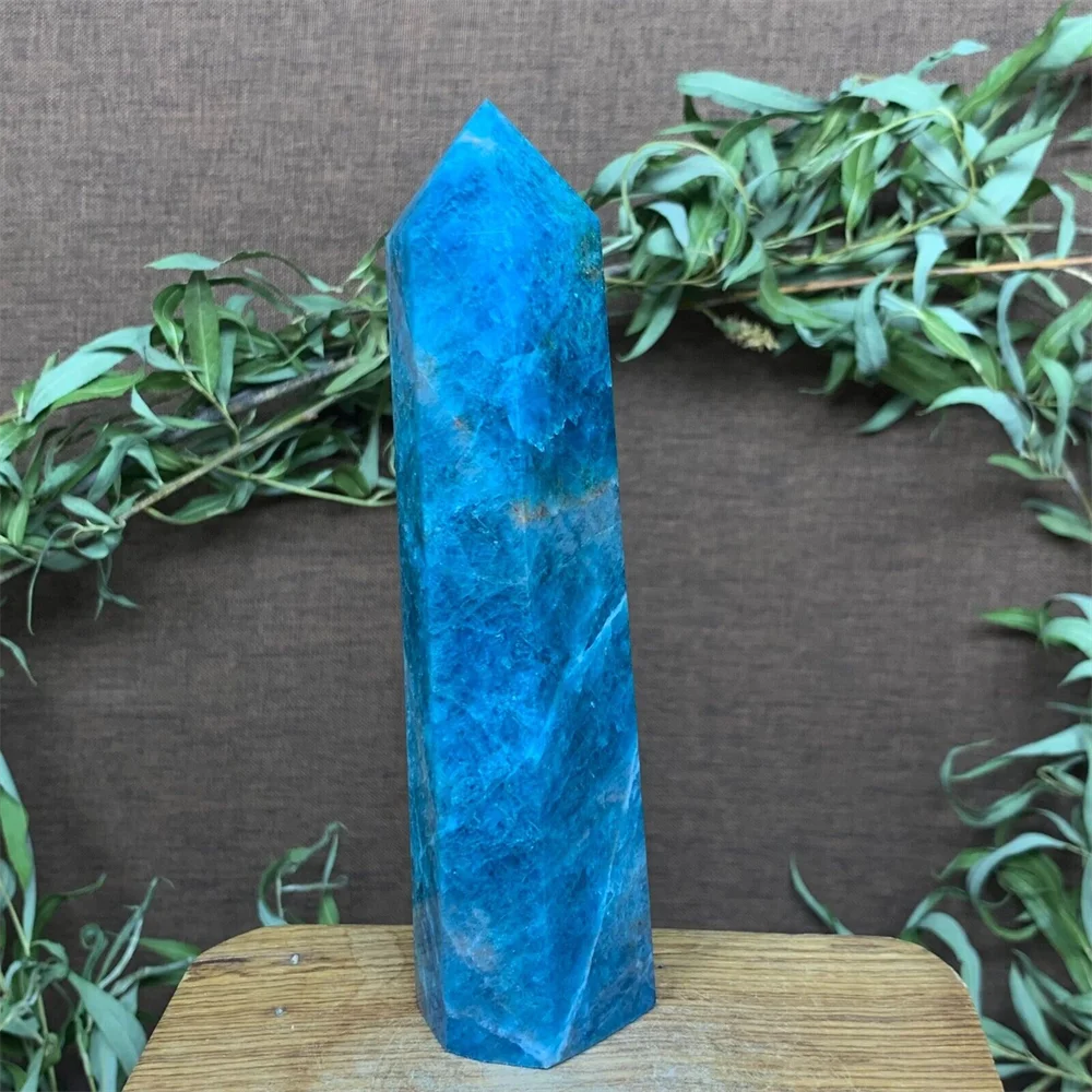 High Quality Blue Apatite Point Healing Crystal Stone Tower Reiki Energy Wand For Home Decor