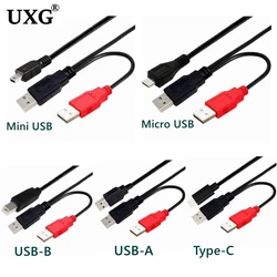 2 w 1 USB 2.0 podwójne typu B męski na Mini Micro typu C 5 Pin kabel Y dla 2.5 