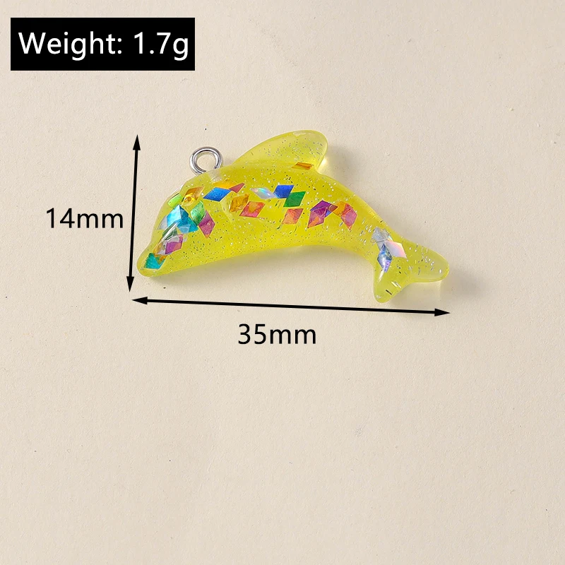20 Stück niedliche Anhänger in Form von Meerestieren, Fischen und Delfinen aus Harz, zum Basteln von Schmuck, Ohrringen, Halsketten, Armbändern und für DIY-Bastelarbeiten. – Detail 4