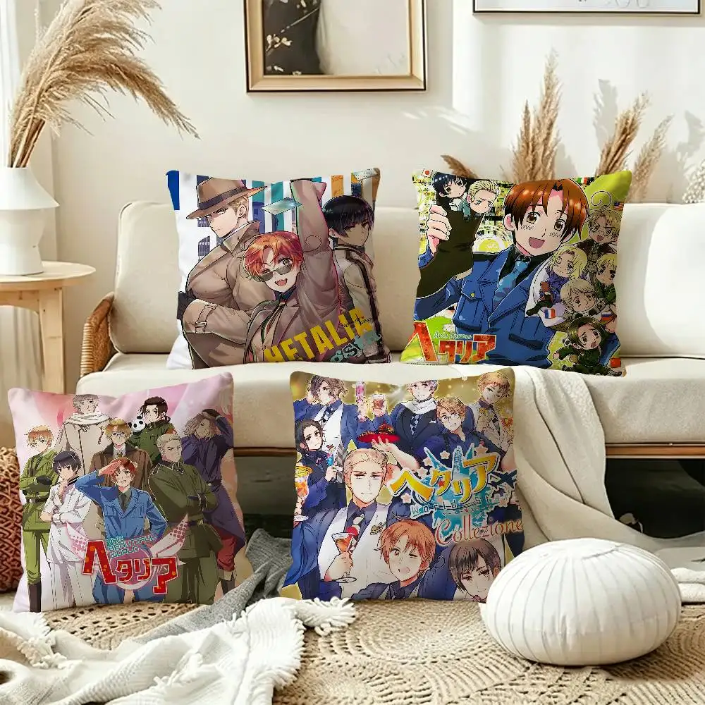 Anime Cartoon Hetalia Axis Powers Cushion Cover Car Throw Pillow Case For Sofa Car Christmas Gift 40x40cm 45x45cm