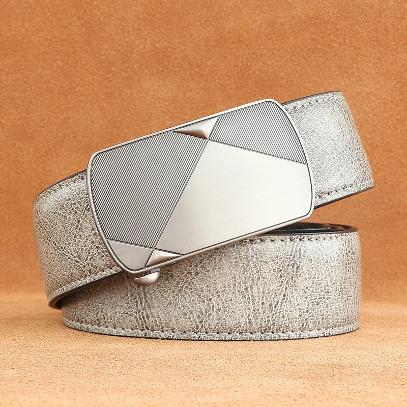 Leisure gray Automatic Buckle young men belts genuine leather inner wear Waistband luxury fashion jeans ceinture homme