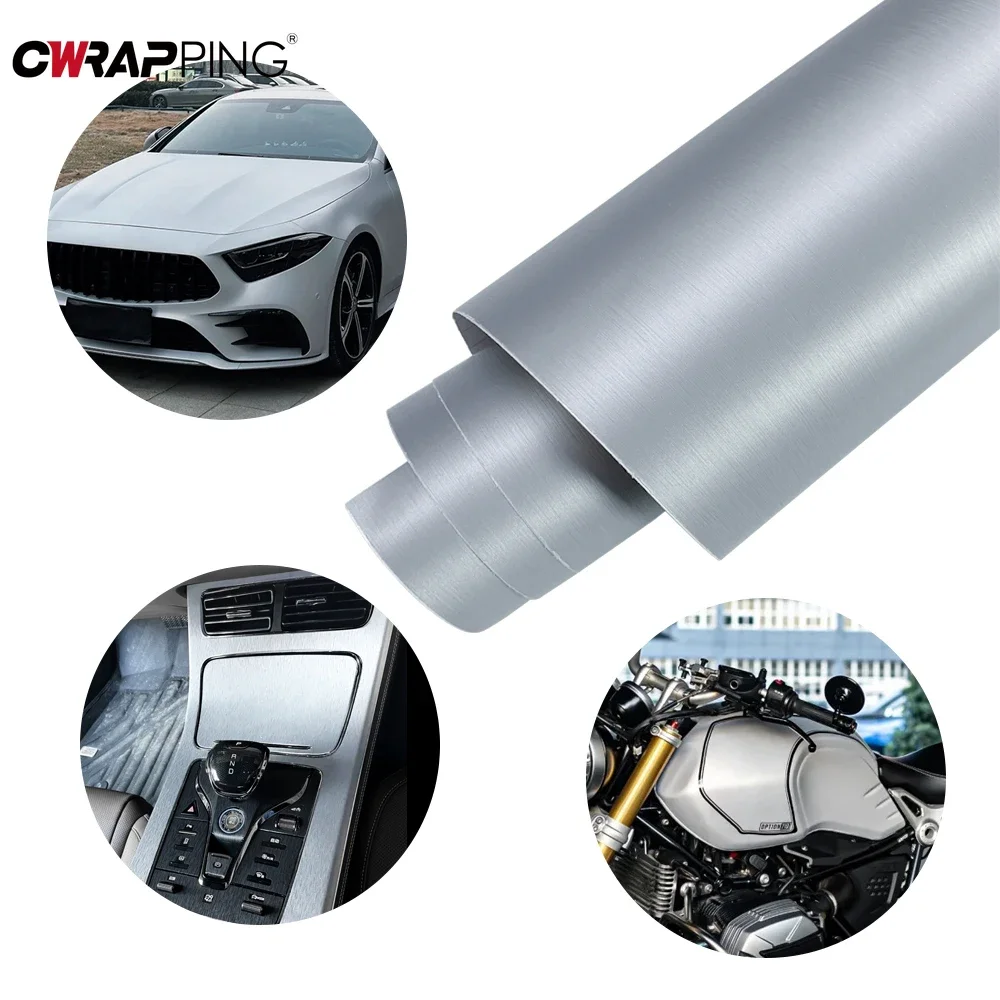 Car Stickers Silver Brushed Aluminum Film Body Color Change Car Interior Modification Sticker for Motorcycle Car Accessories