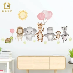 BRUP Cartoon Cute Animal Giraffe Wall Sticker Kids Room Girls Gift Boy Decoration for Bedroom Design Sweet Wallpaper Living Room