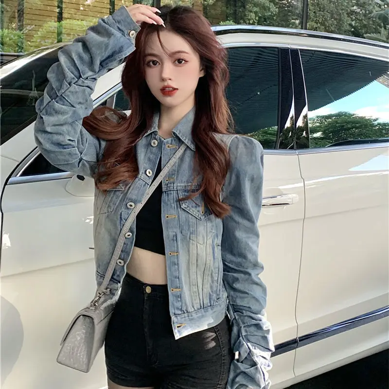 Spring Latest Fashion New Arrival Winter Denim Jacket Coats Autumn Woman Coat Crop Women\'s Jean Jackets 2024 Cowgirl Trend Blue