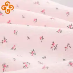 Cute Pink Flowers Double Layer Gauze Fabric Soft Crepe Cotton Sewing Material For Summer DIY Children's Bath Towel Muslim Fabric