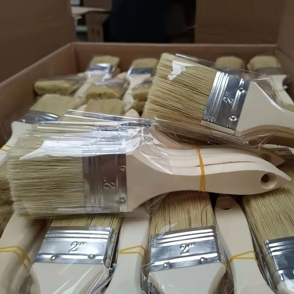 10pcs nylon brushes, short wooden handle art paint brushes, watercolor brushes, wall brushes, art brushes, cleaning tools