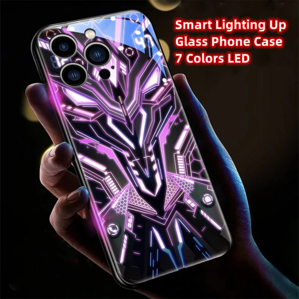 Mech Armor Panda Design Sound Control LED-Blitzlicht-Hüllen Leuchtende Glasabdeckung für Samsung S26 S25 S24 S23 S22 S21 S20 FE Plus Ultra – Detail 34