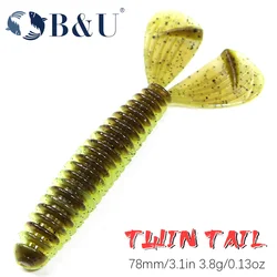 B&U 8pcs 78mm Worm Bait Soft Lures for Perch Bass Fishing Lure Drop Rig Soft Bait shrimp Lobster Soft Plastic Lure Fishing Lures
