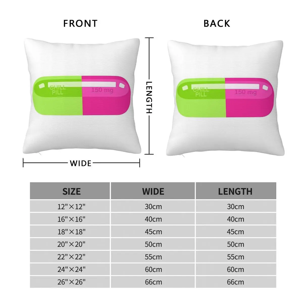 Chill Pill 150mg Square Pillowcase Polyester Linen Velvet Creative Zip Decorative Home Cushion Cover 18