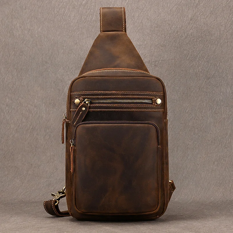 Hot - selling Genuine Cowhide Chest Bag with Large Capacity for Men, Casual Cross - body Cowhide Bag that can Hold an iPad